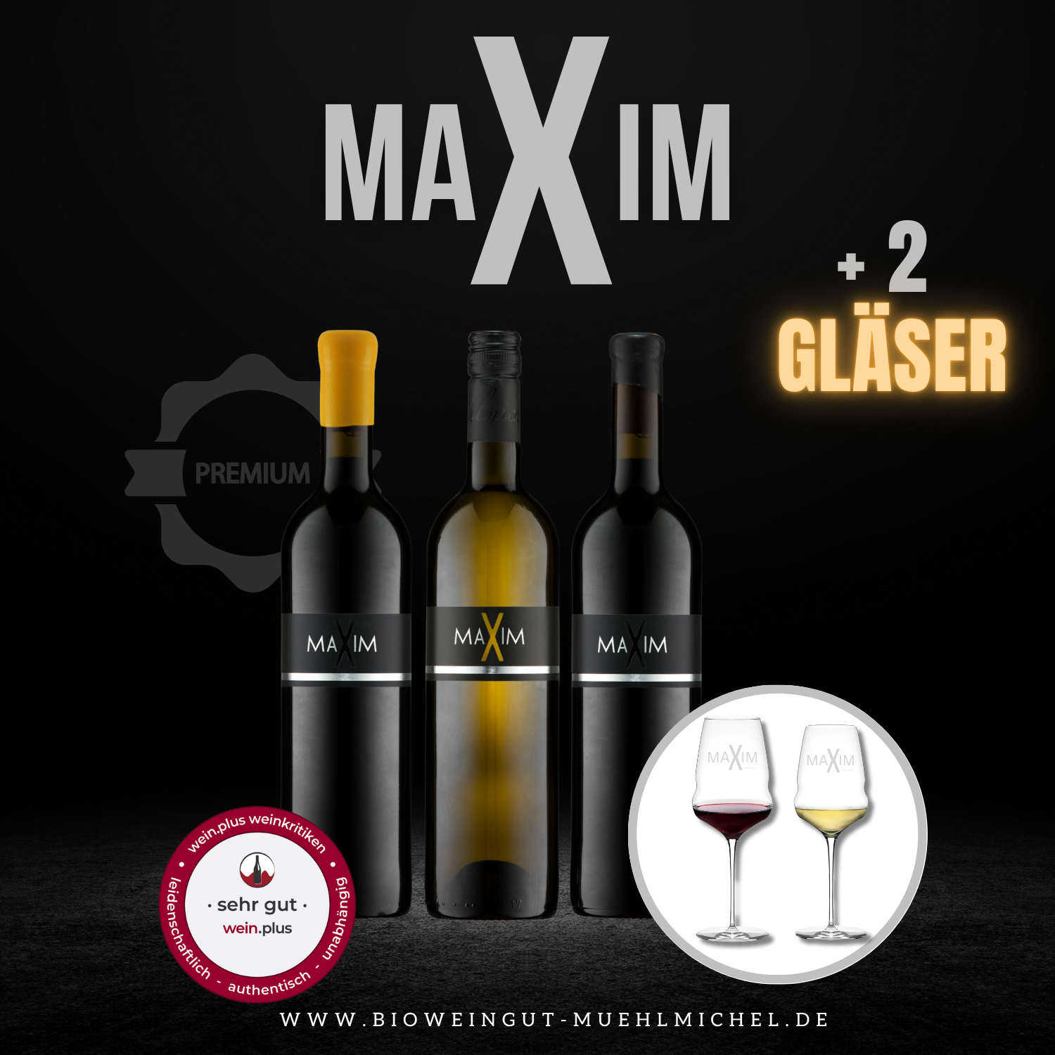 MAXIM Kennenlernpaket 3 Flaschen +2 Gläser