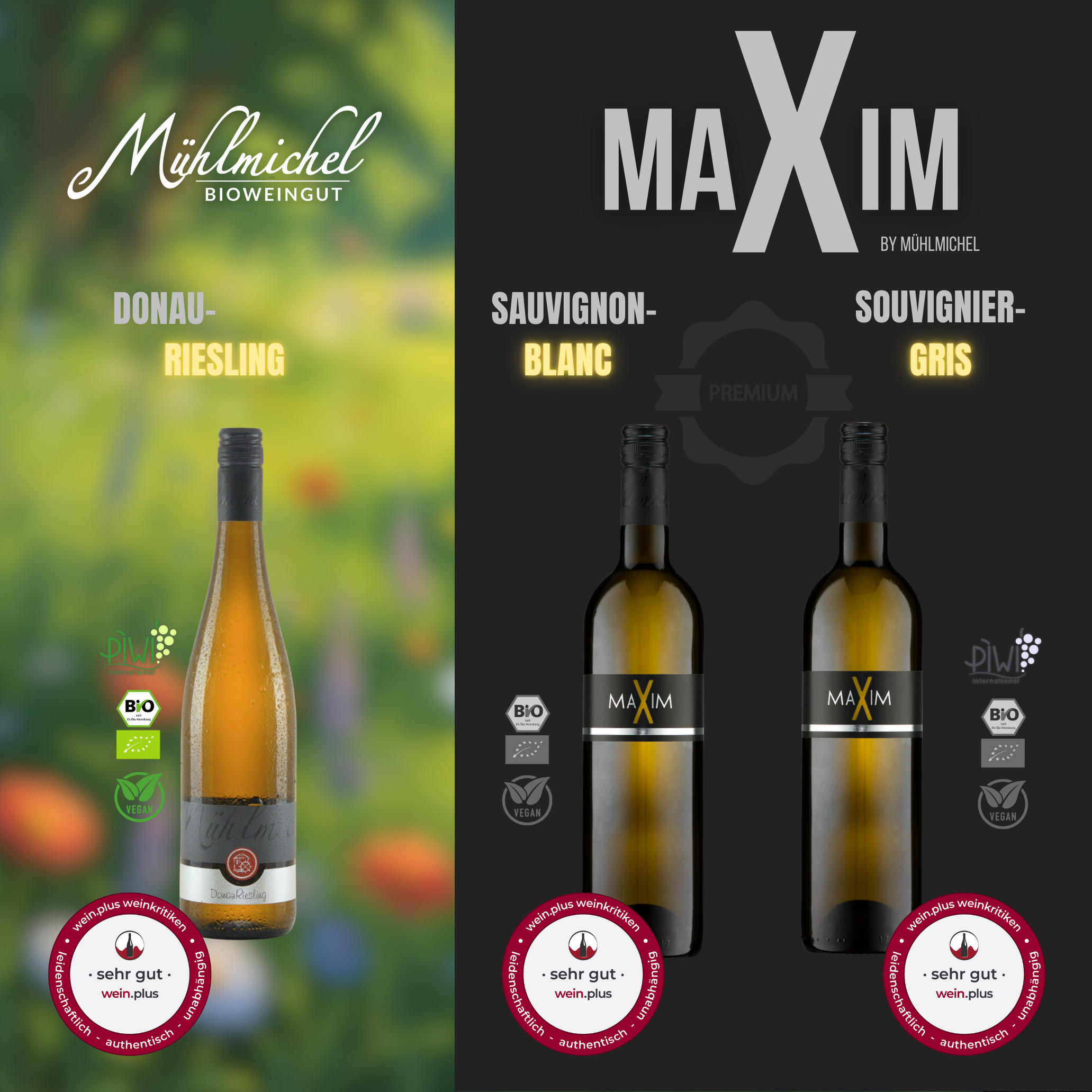 Top Spitzen Wein ausgezeichnet mit sehr gut Wein Plus Bio Weingut  
 Mühlmichel 